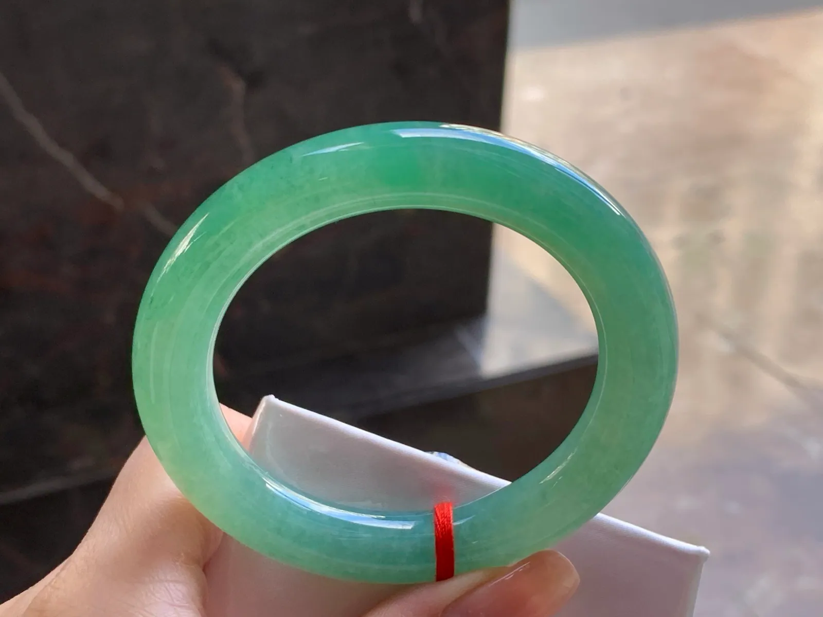 Natural Type A Jadeite Round Bangle, Icy Light Green, 55mm (6)