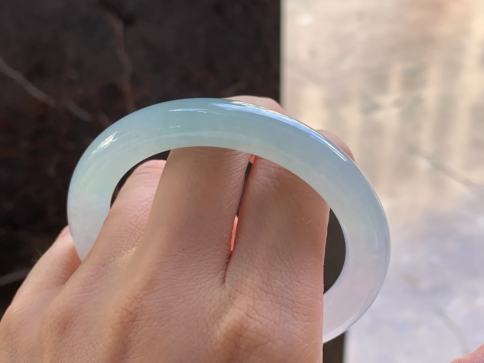 Type A Jadeite Round Bangle, Pale Blue-Green, 55.7mm (9)