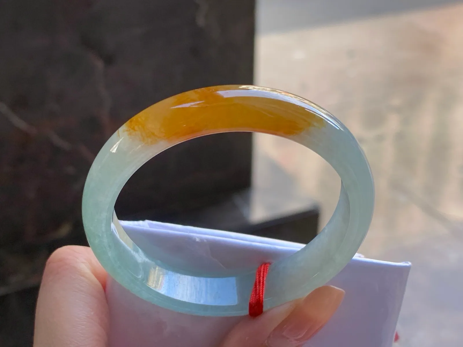 Natural Type A Yellow Jadeite Bangle, Icy Glutinous, 51.6mm (6)