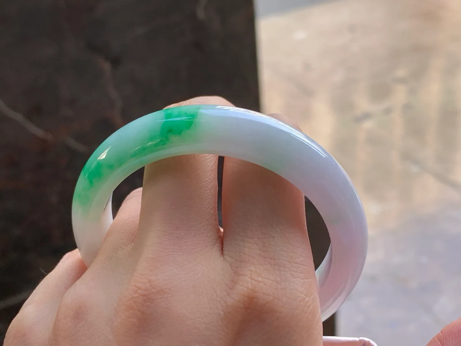 Natural Type A Jadeite Bangle, Lavender and Green, 56.7mm (8)