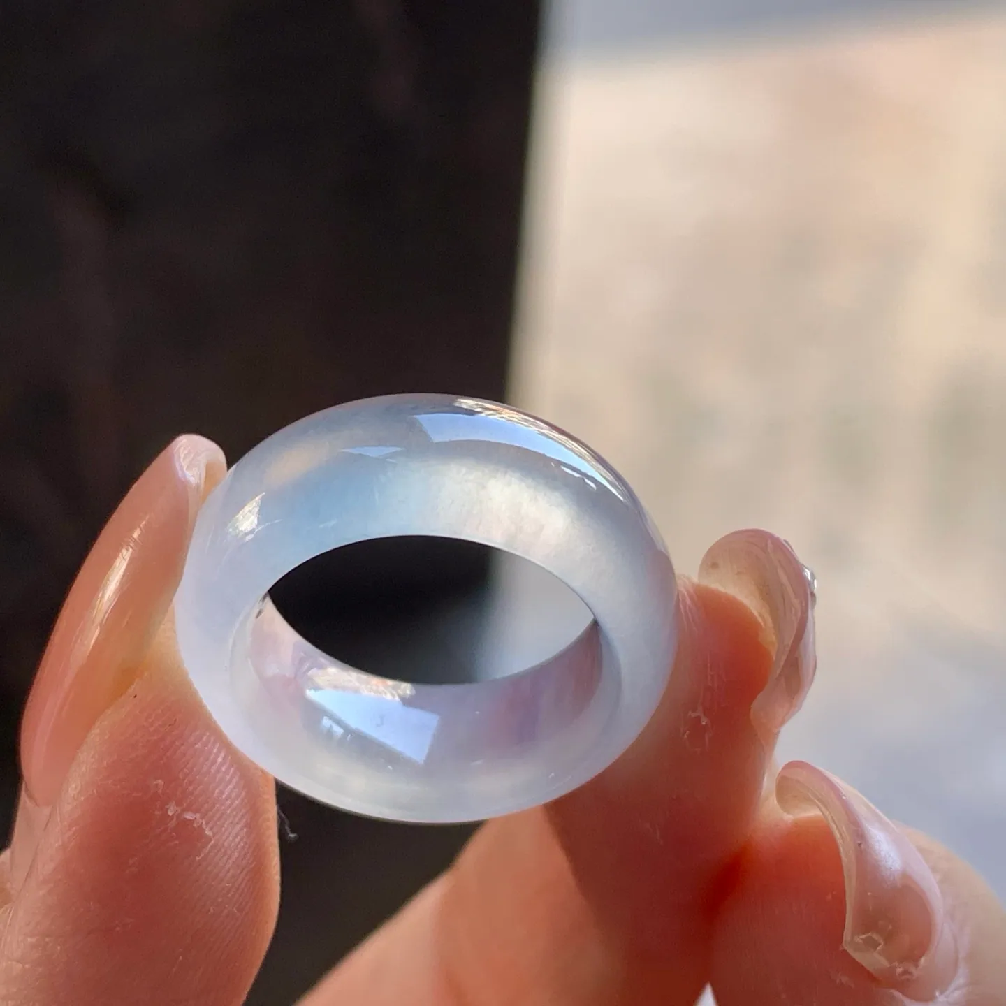 Type A Jadeite Wide Band Ring, Icy Clear, 15.2mm (3)