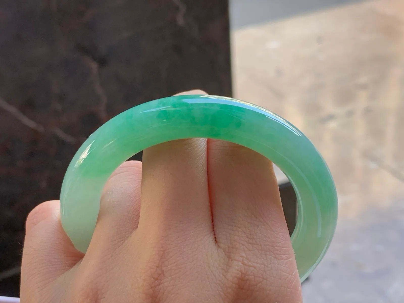 Type A Jadeite Round Bangle, Glutinous Bean Green, 57.4mm (8)