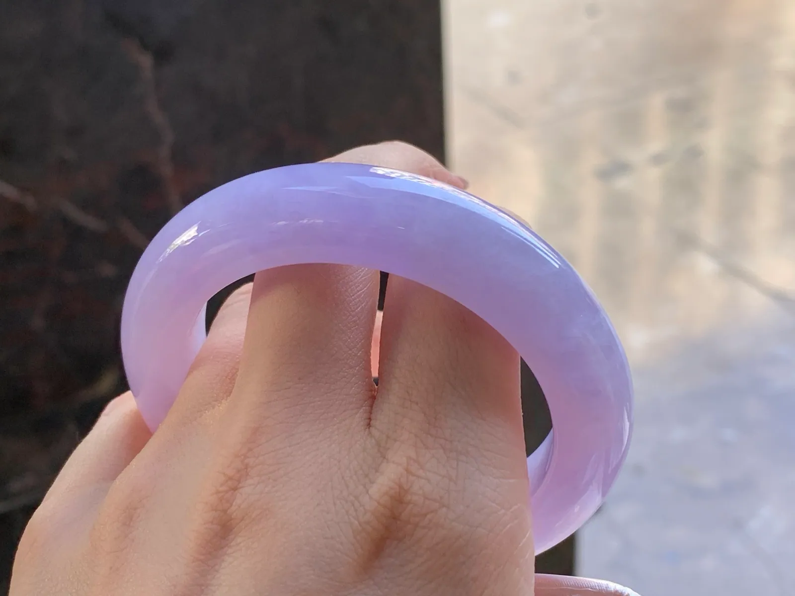Type A Jadeite Flat Bangle, Full Lavender, 55.6mm (9)