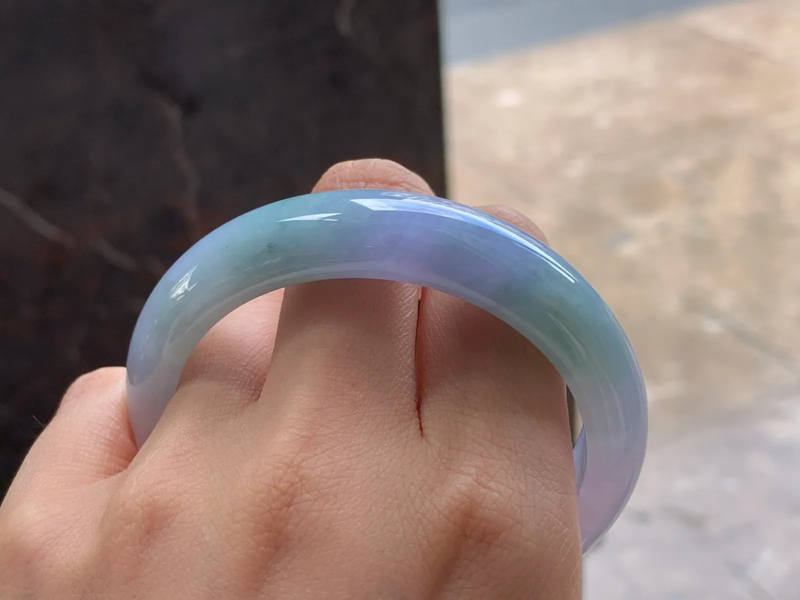 Type A Jadeite Bangle, Lavender & Green, 56mm (8)