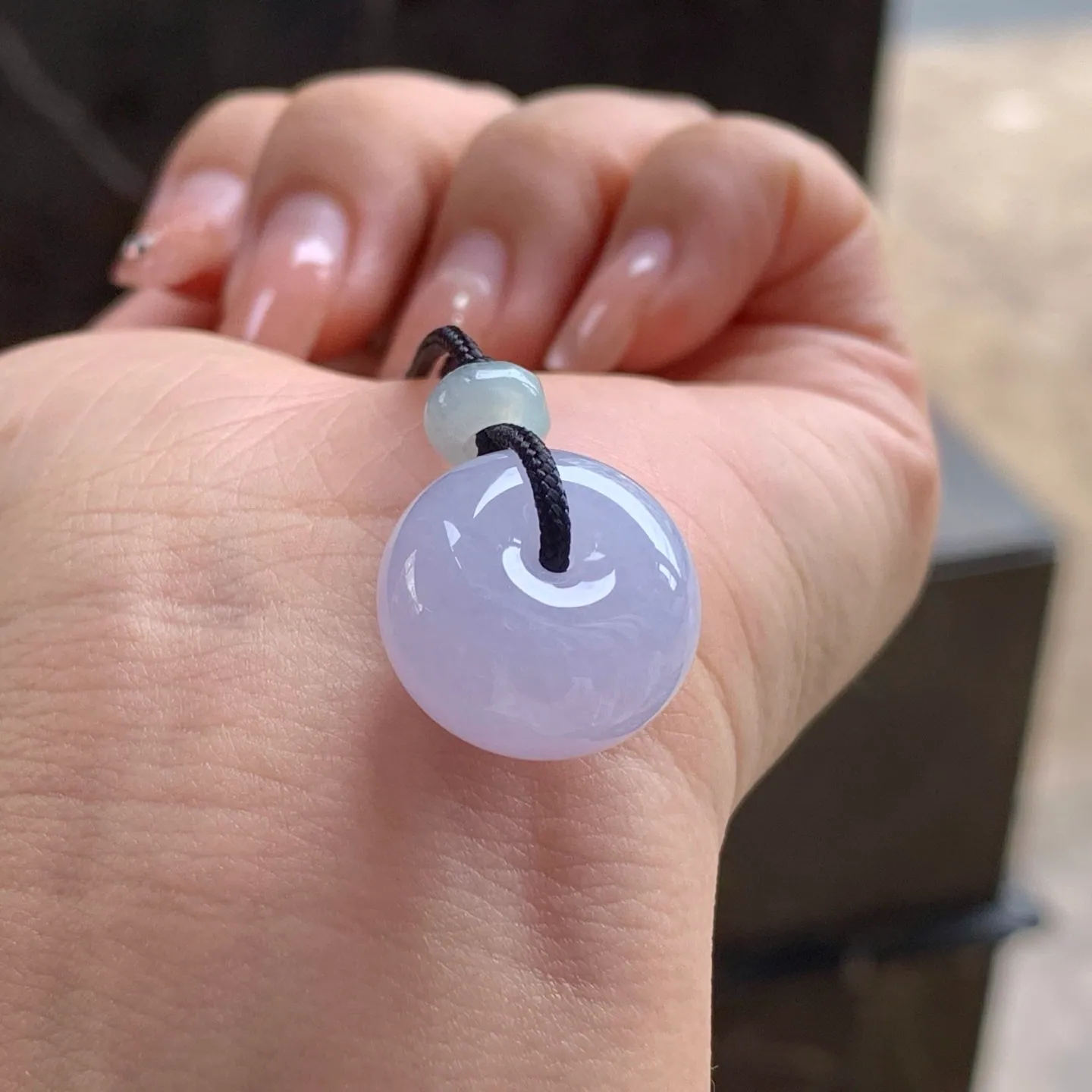 Type A Jadeite Huaigu Disc Pendant, Pink Lavender, 18.2mm (4)