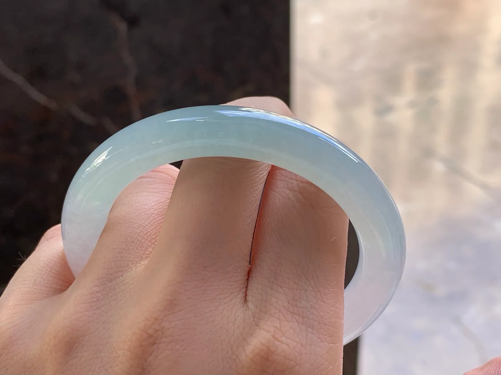 Type A Jadeite Round Bangle, Pale Blue-Green, 55.7mm (8)