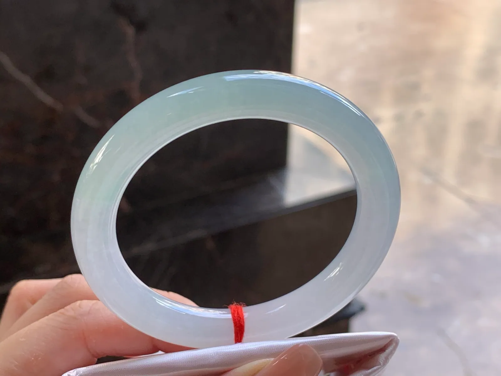 Type A Jadeite Round Bangle, Pale Blue-Green, 55.7mm (4)