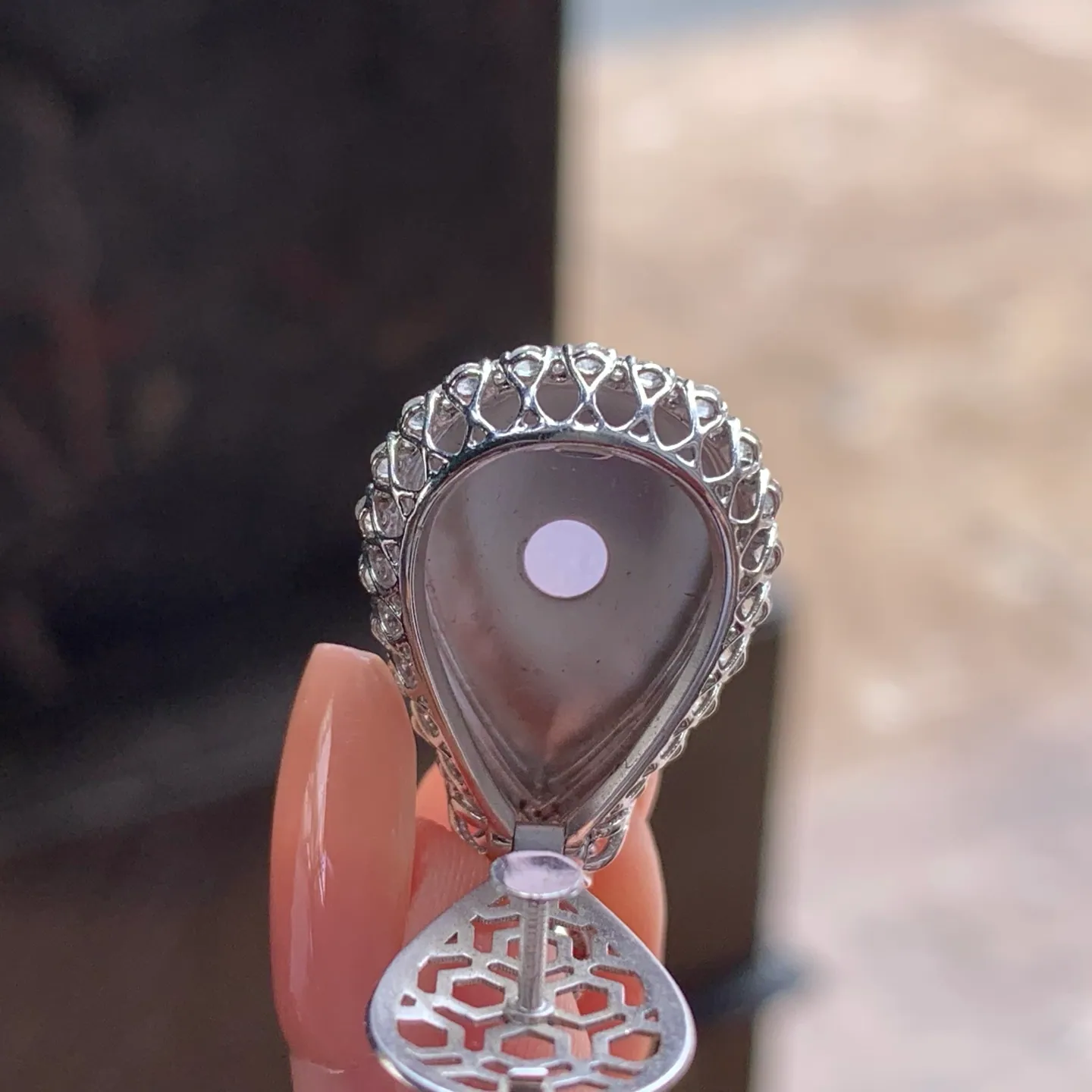 Type A Jadeite Teardrop Pendant, Icy Pink Lavender, Gold Set (7)
