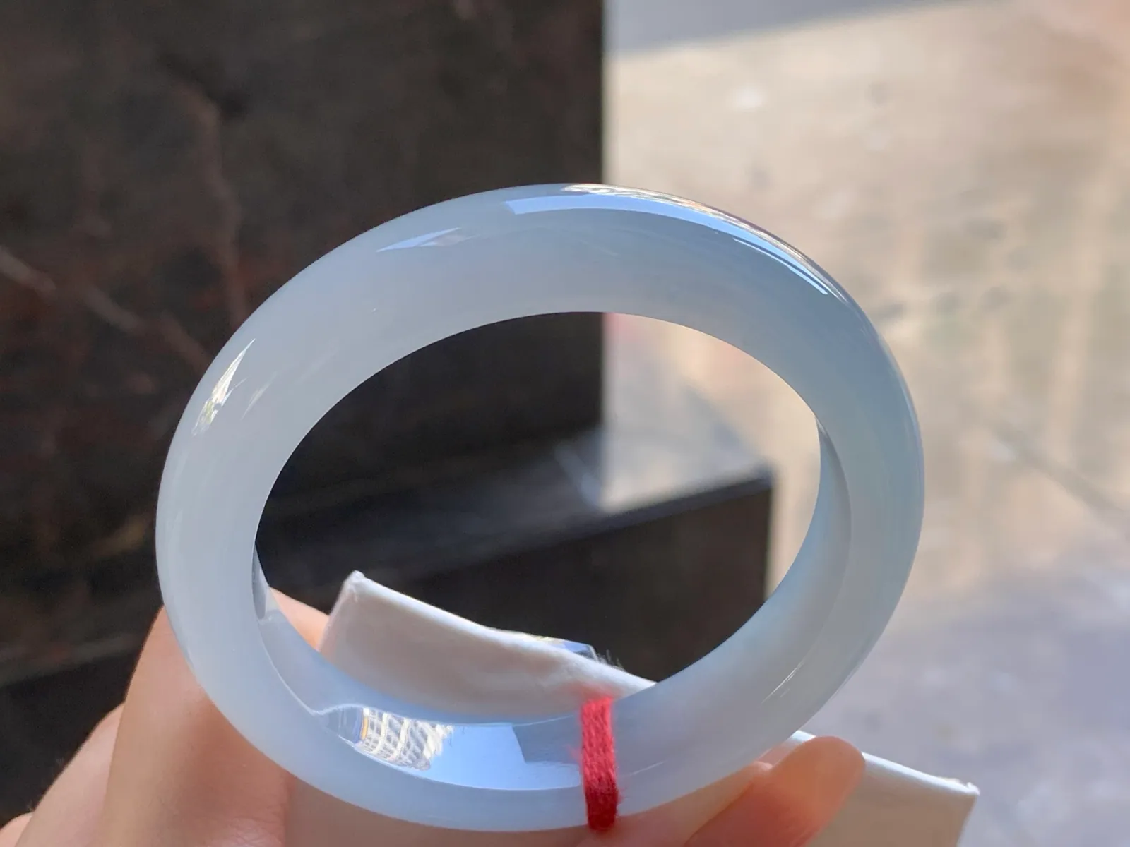 Type A Jadeite Flat Bangle, Icy-Glutinous Icy White, 56.6mm (5)
