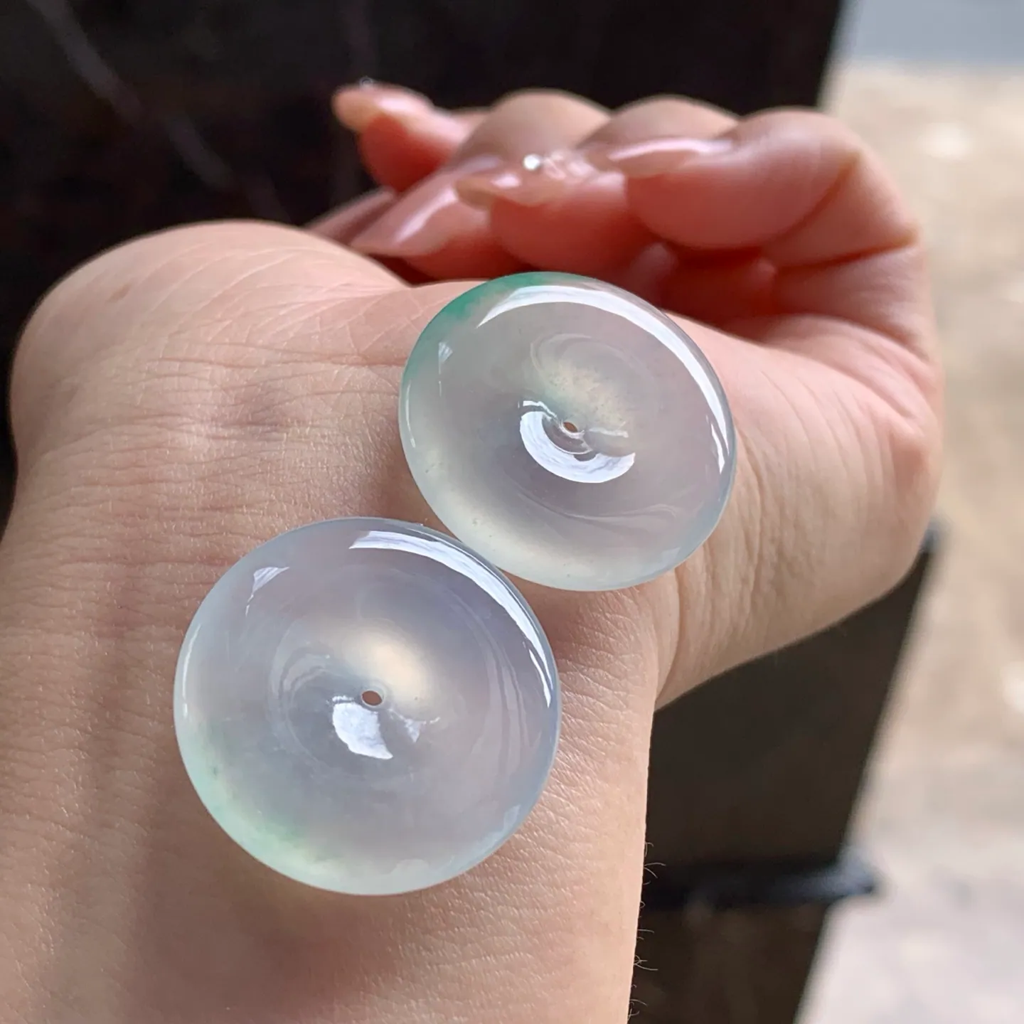 Type A Jadeite Safety Coin Pair, Icy Clear, 24mm (4)