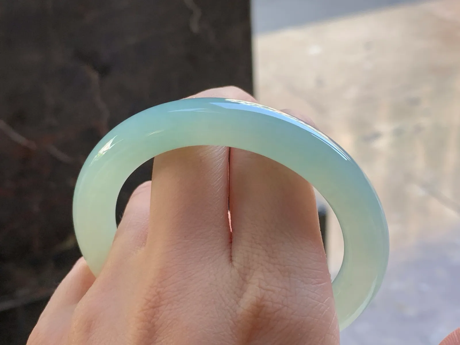 Type A Jadeite Round Bangle, Pale Green, 56.8mm (9)