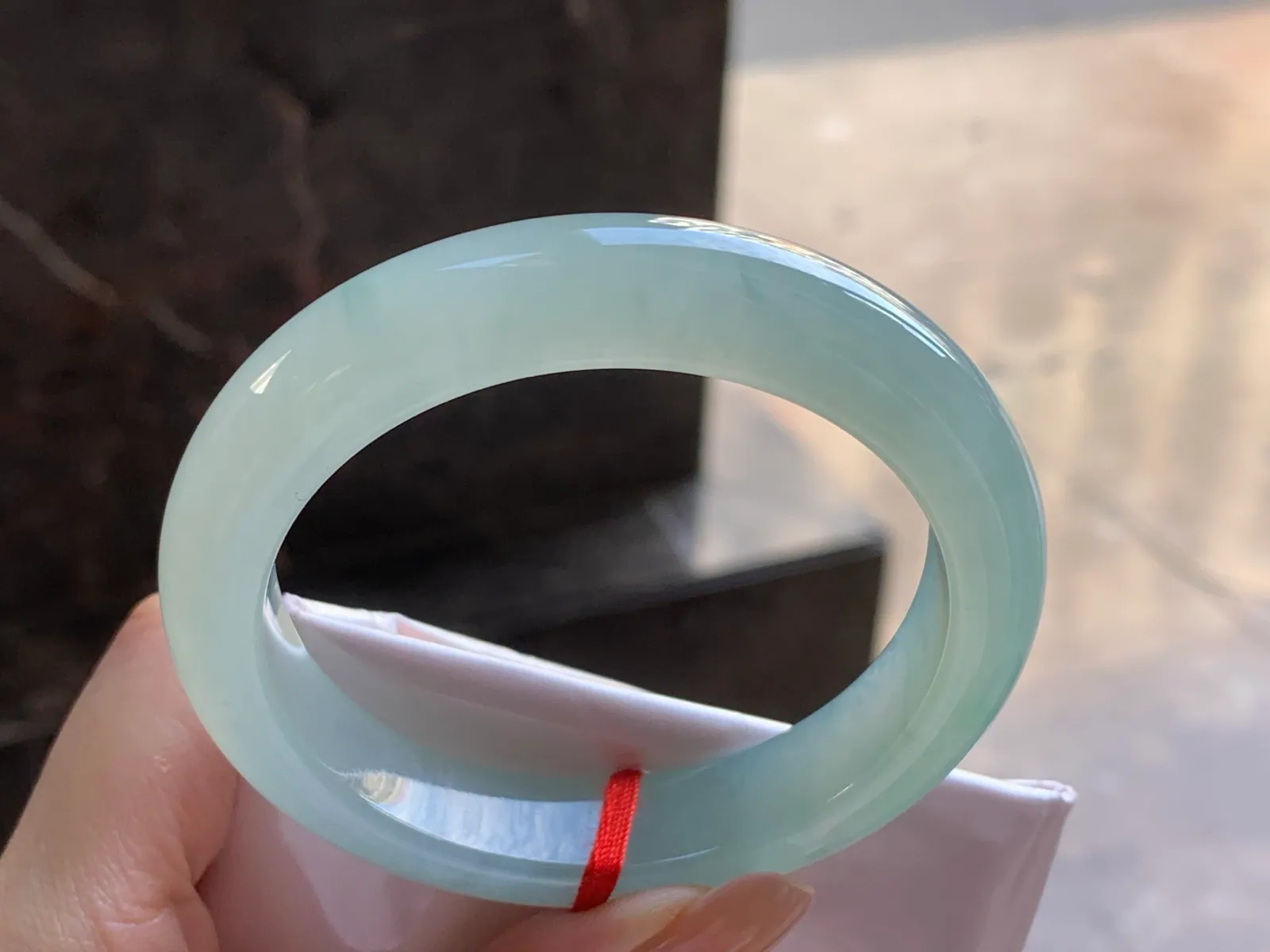 Natural Type A Jadeite Bangle, Pale Blue-Green, 57mm (7)