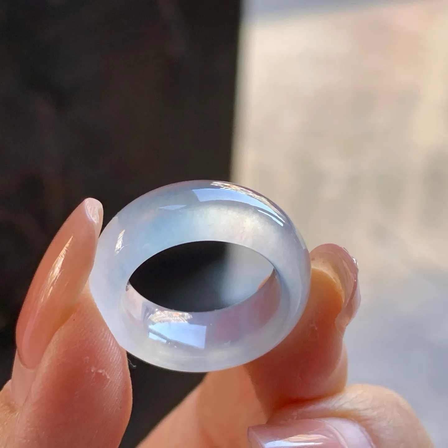 Type A Jadeite Wide Band Ring, Icy Clear, 15.2mm (4)