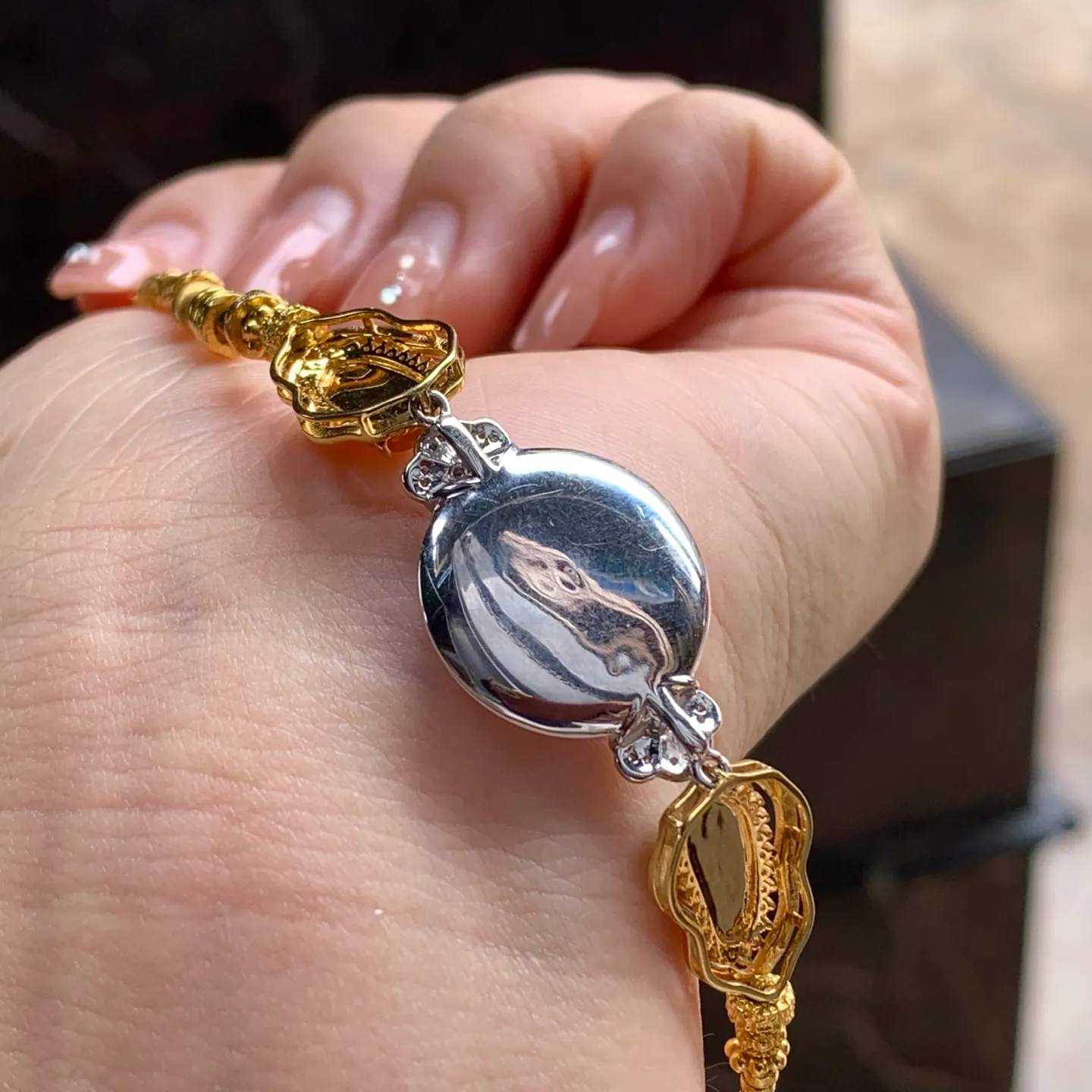 Type A Jadeite Gold Bracelet, Icy Safety Coin, Multicolor (9)