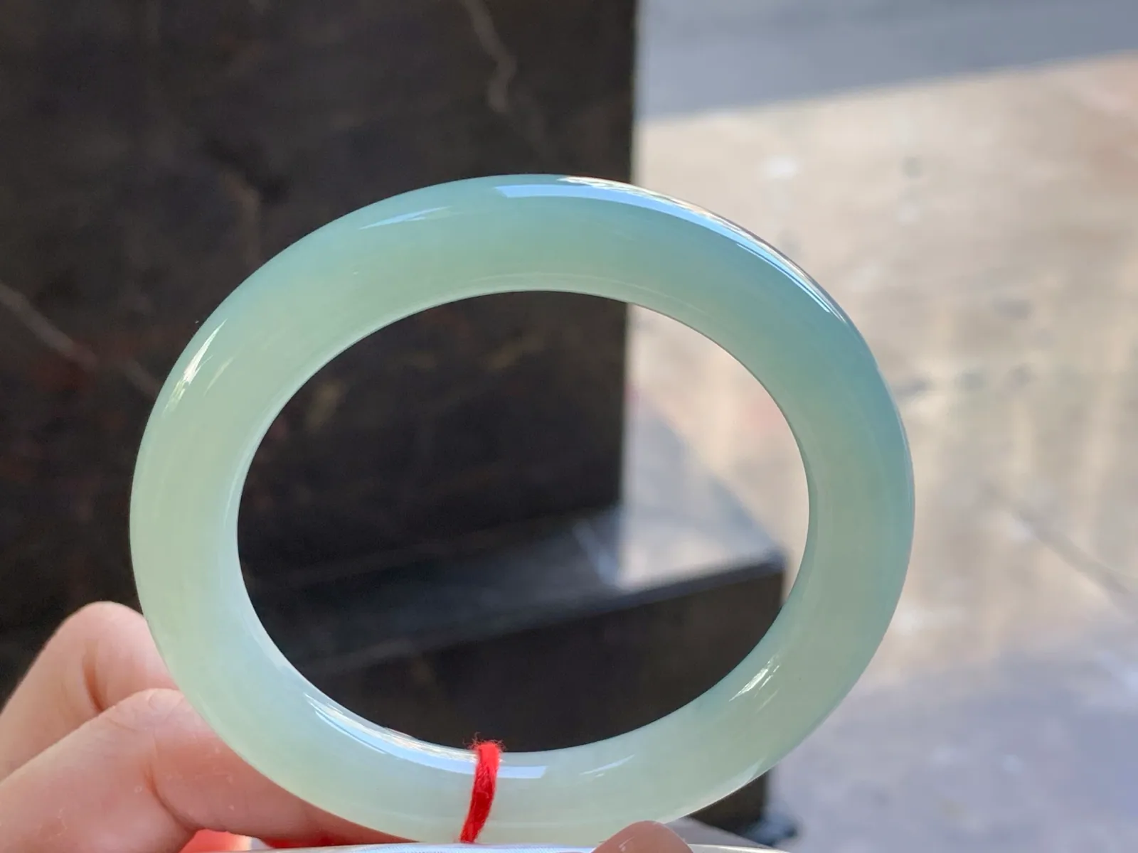 Type A Jadeite Round Bangle, Pale Green, 56.8mm