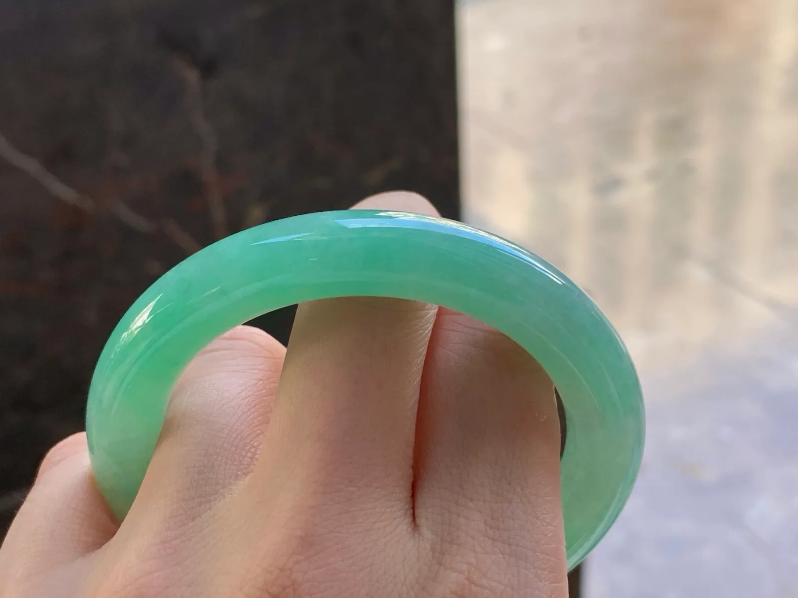 Natural Type A Jadeite Round Bangle, Light Green, 55.3mm (7)