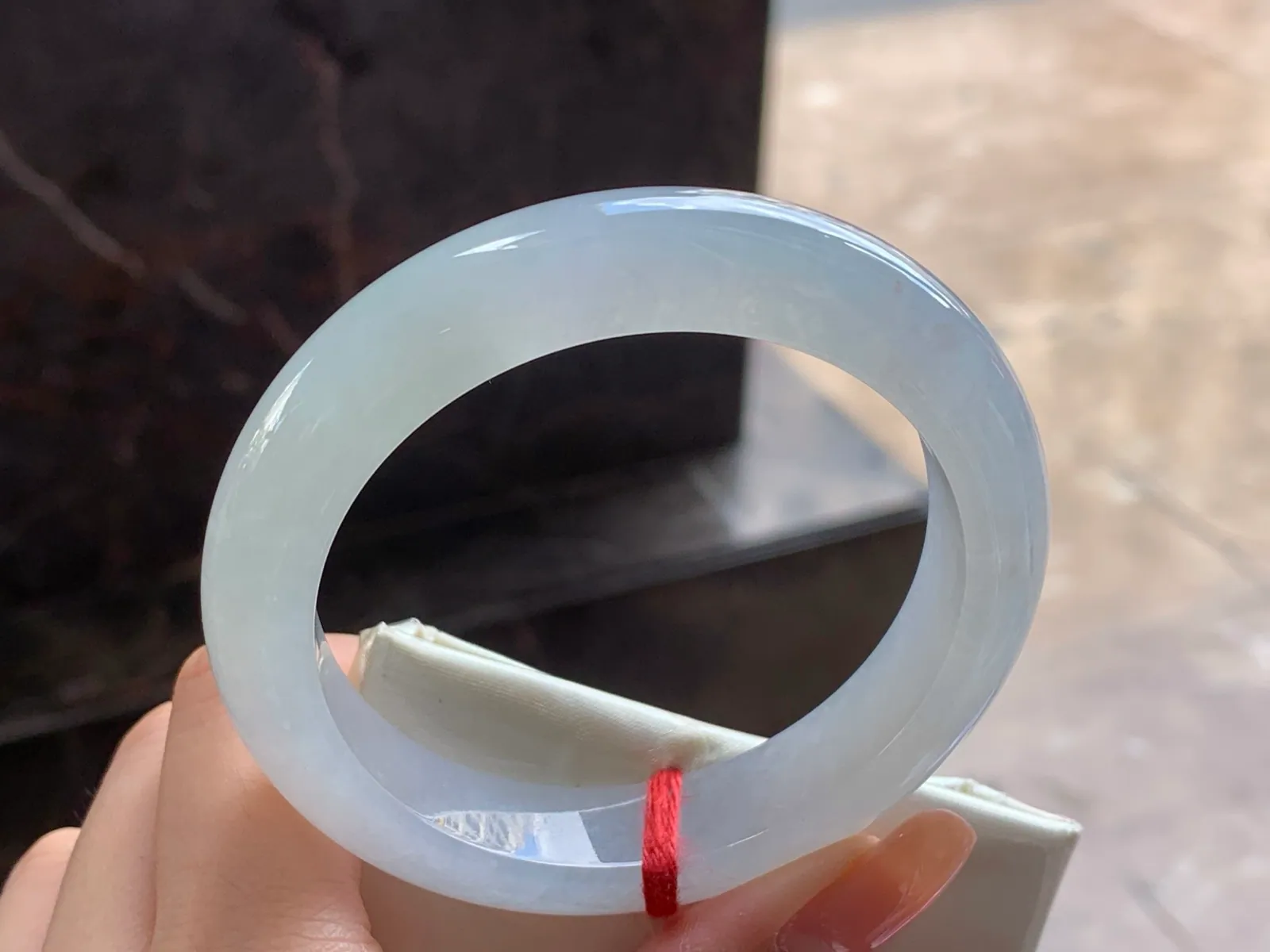 Natural Type A Jadeite Bangle, Icy-Glutinous White, 57mm (4)
