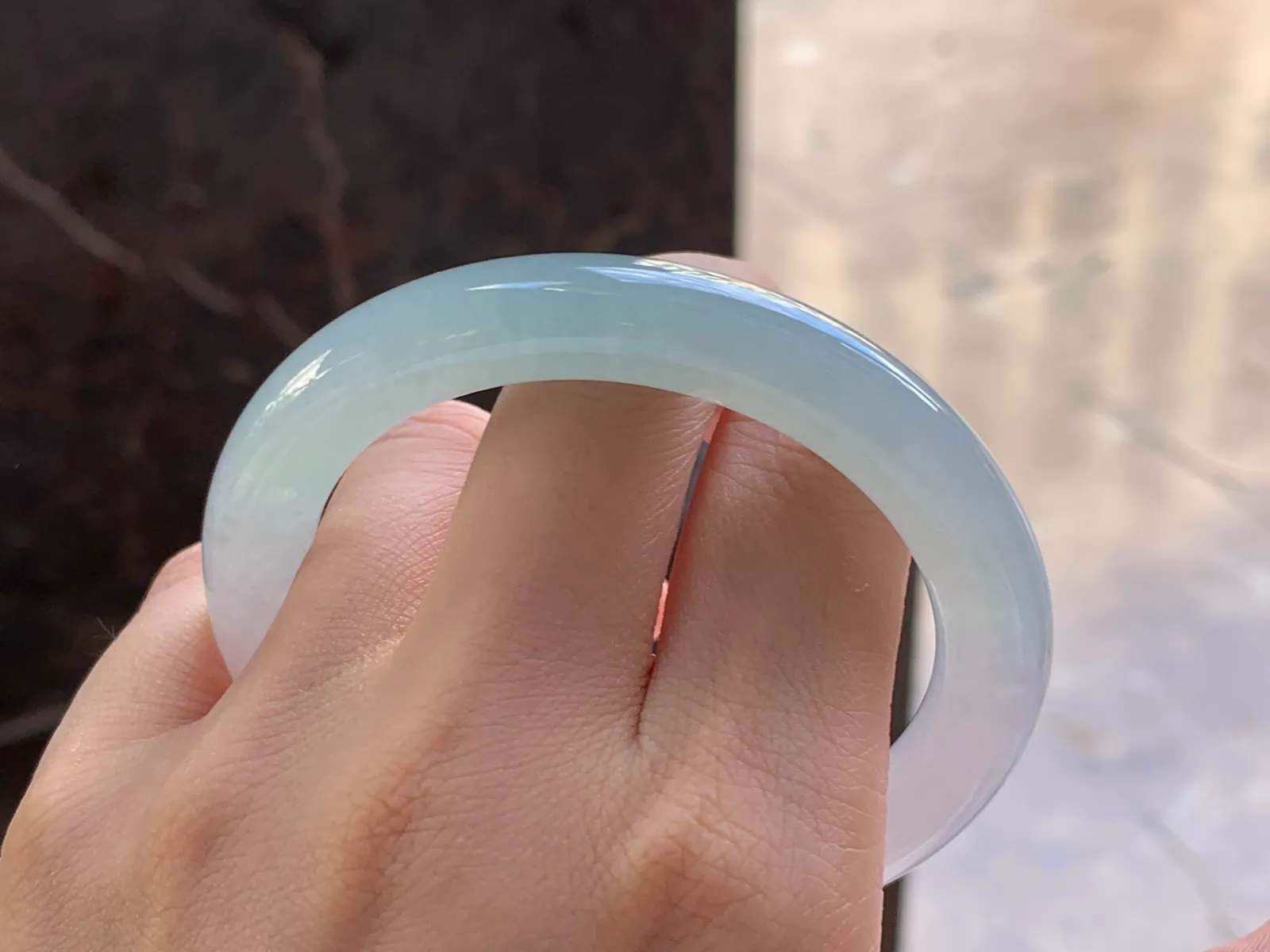 Type A Jadeite Round Bangle, Pale Blue-Green, 55.7mm (10)