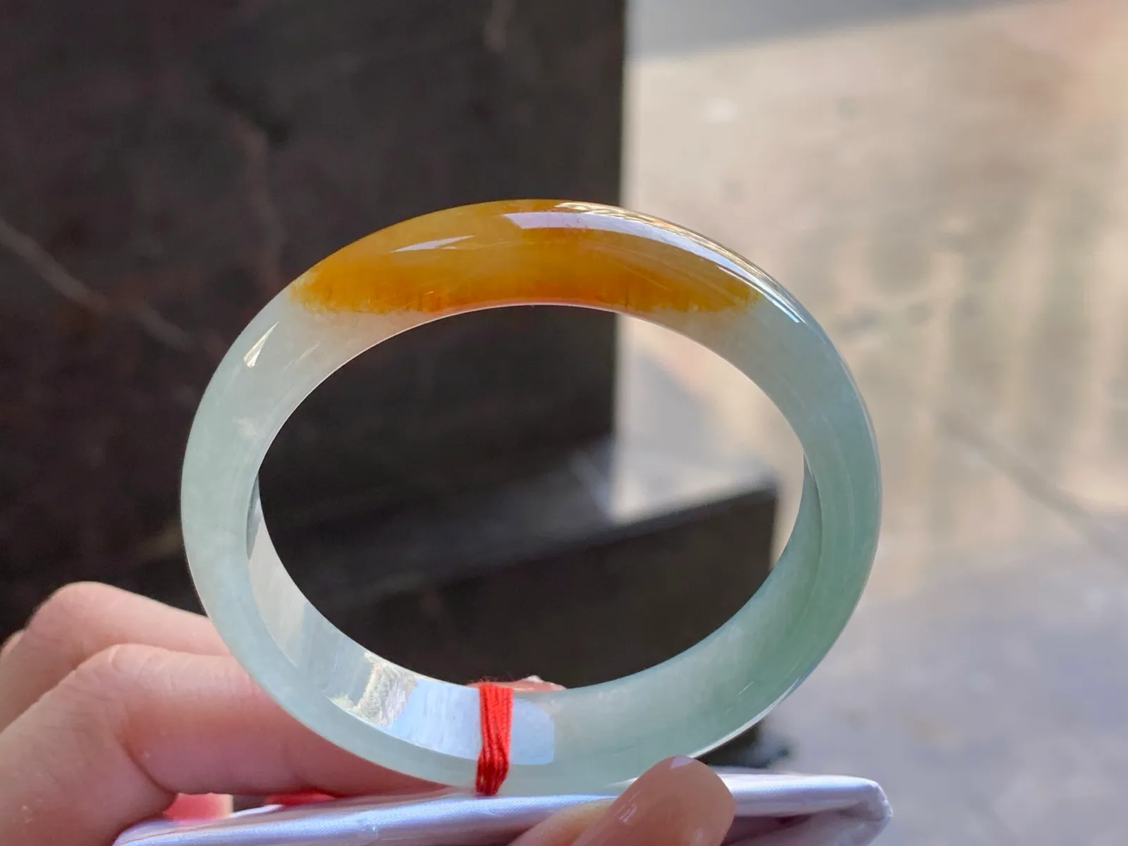 Natural Type A Yellow Jadeite Bangle, Icy Glutinous, 51.6mm (3)