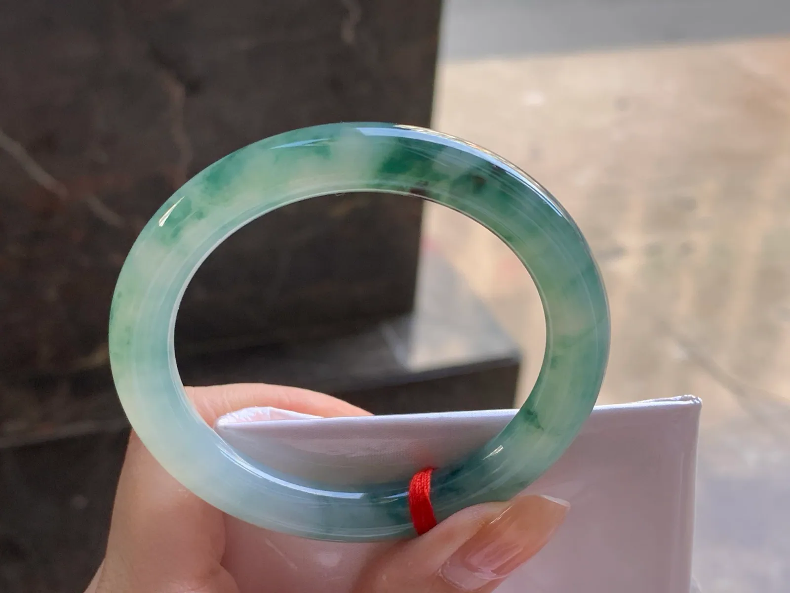 Natural Type A Jadeite Floating Green Round Bangle, 53.2mm (7)
