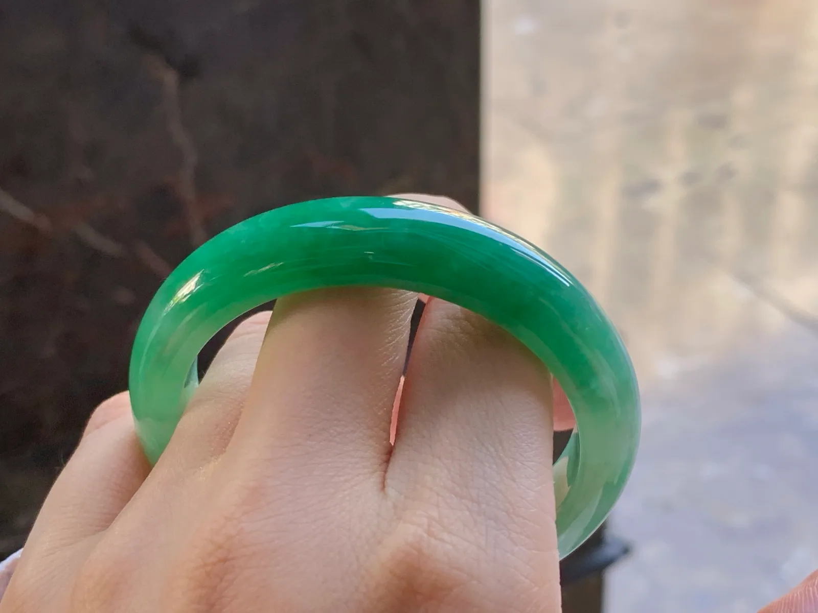 Type A Jadeite Flat Bangle, Bright Green, 52.3mm (10)