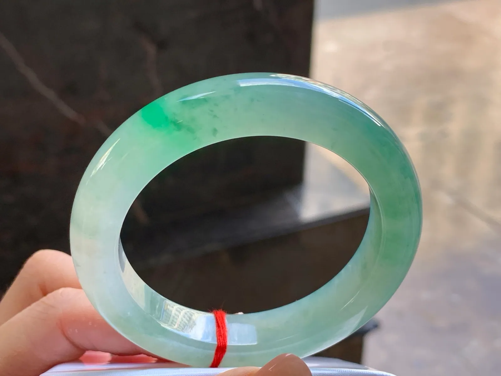 Natural Type A Jadeite Bangle, Icy Pale Blue-Green, 55.4mm (3)