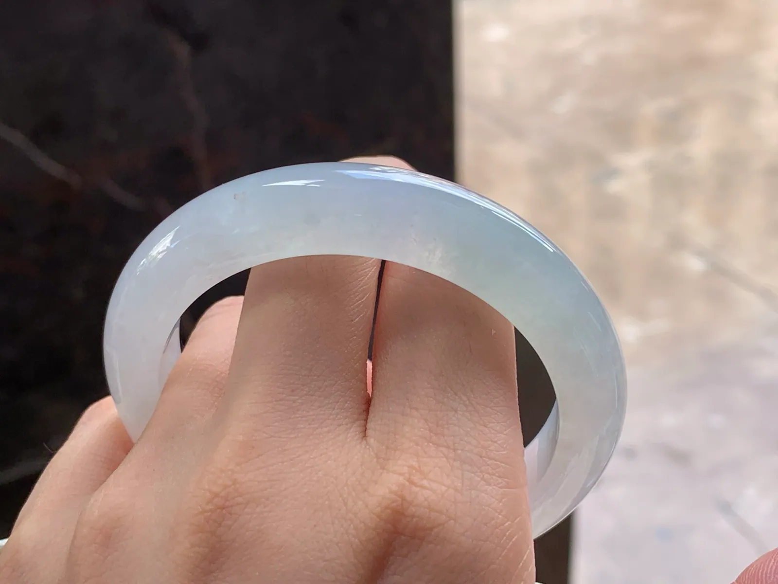 Natural Type A Jadeite Bangle, Icy-Glutinous White, 57mm (8)