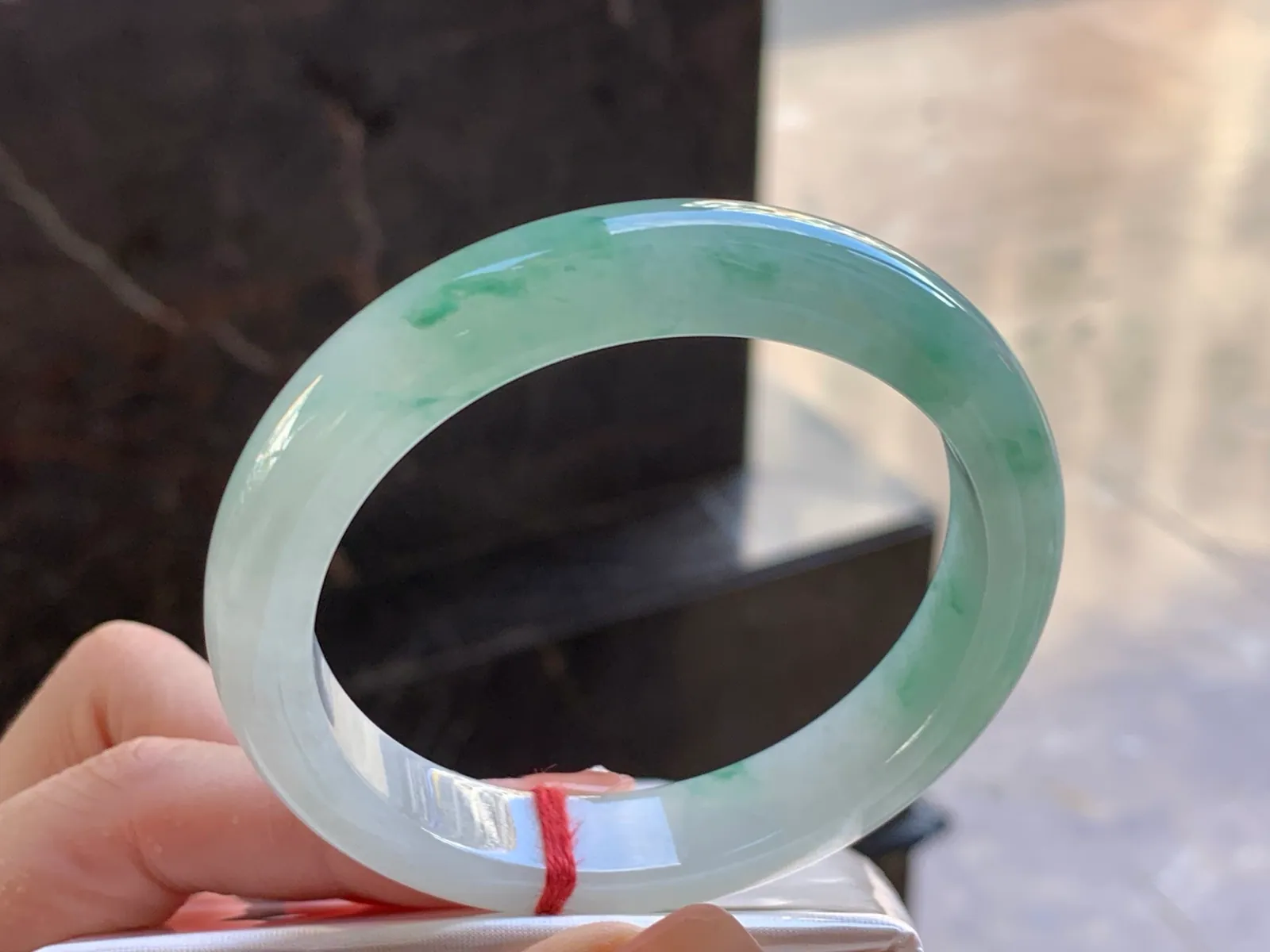 Natural Type A Jadeite Floating Green Bangle, Icy, 56.3mm (3)
