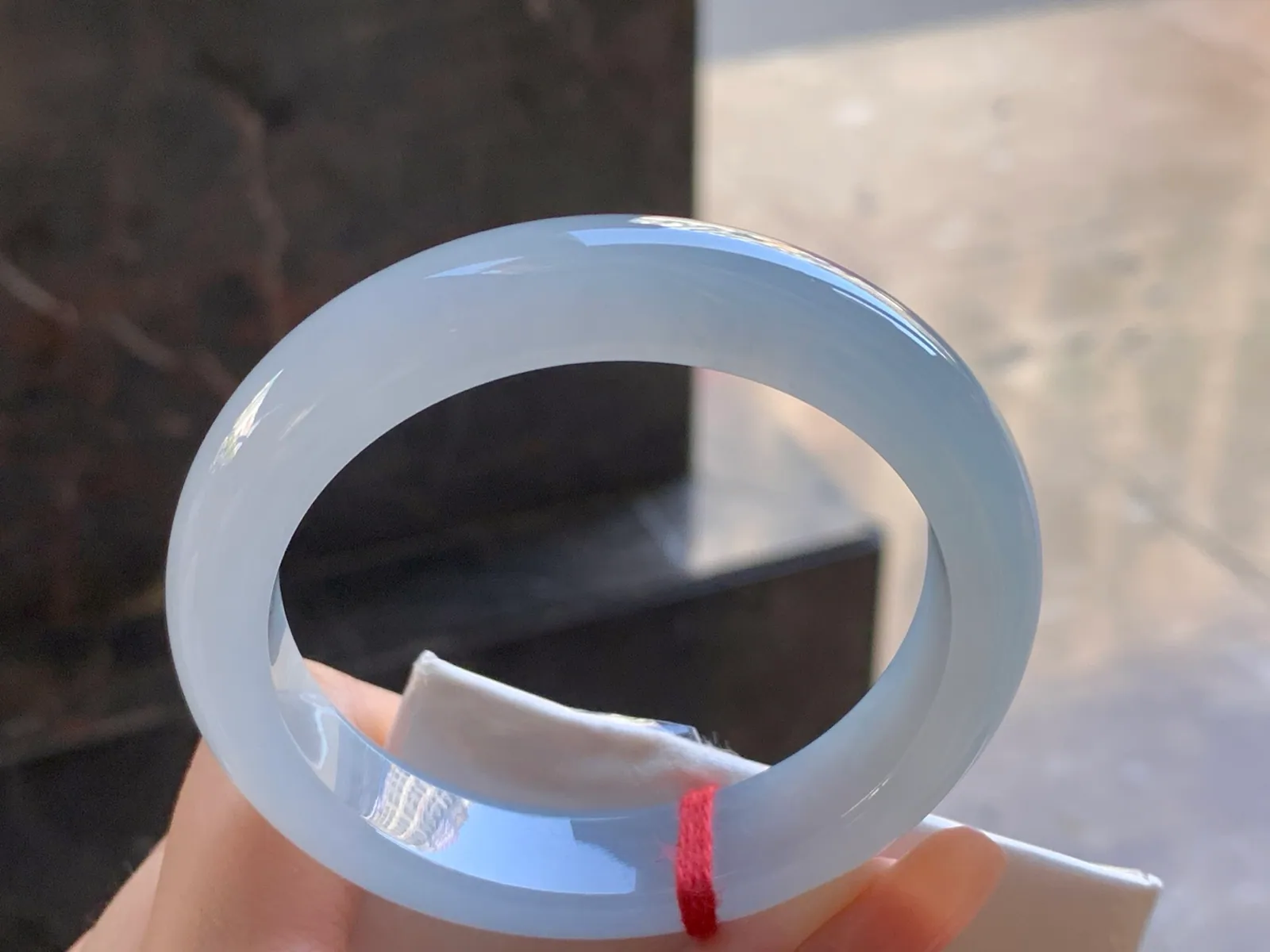 Type A Jadeite Flat Bangle, Icy-Glutinous Icy White, 56.6mm (7)