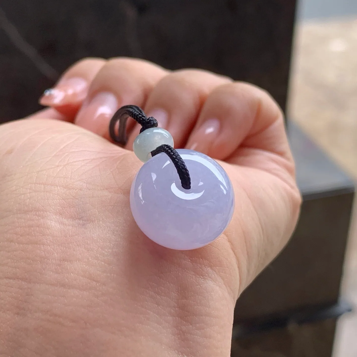 Type A Jadeite Huaigu Disc Pendant, Pink Lavender, 18.2mm (6)
