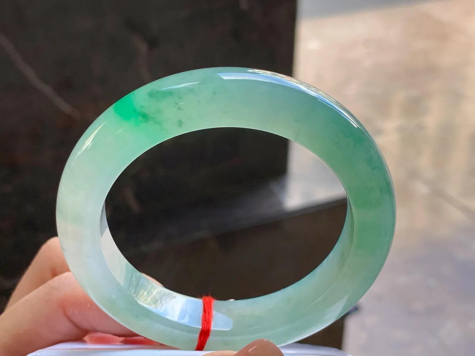 Natural Type A Jadeite Bangle, Icy Pale Blue-Green, 55.4mm (4)