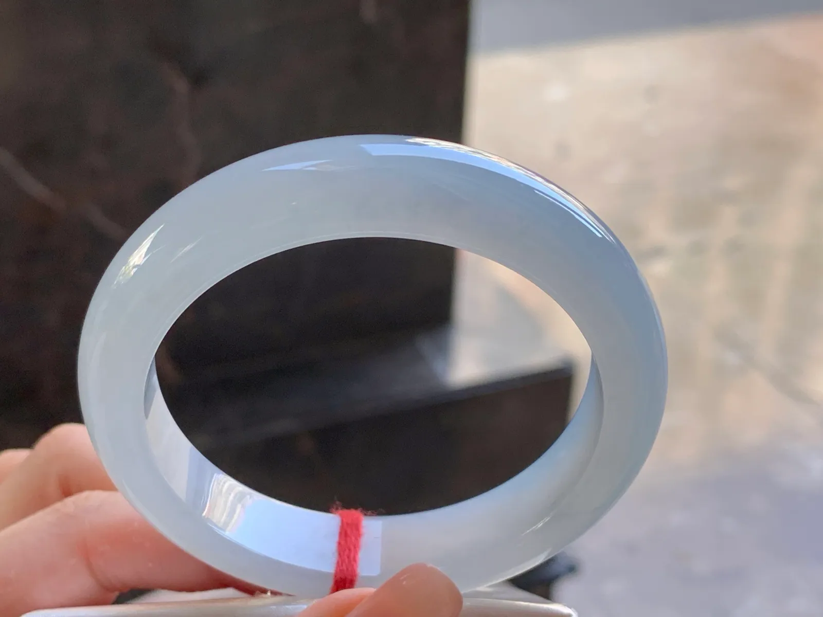 Type A Jadeite Flat Bangle, Icy-Glutinous Icy White, 56.6mm (4)