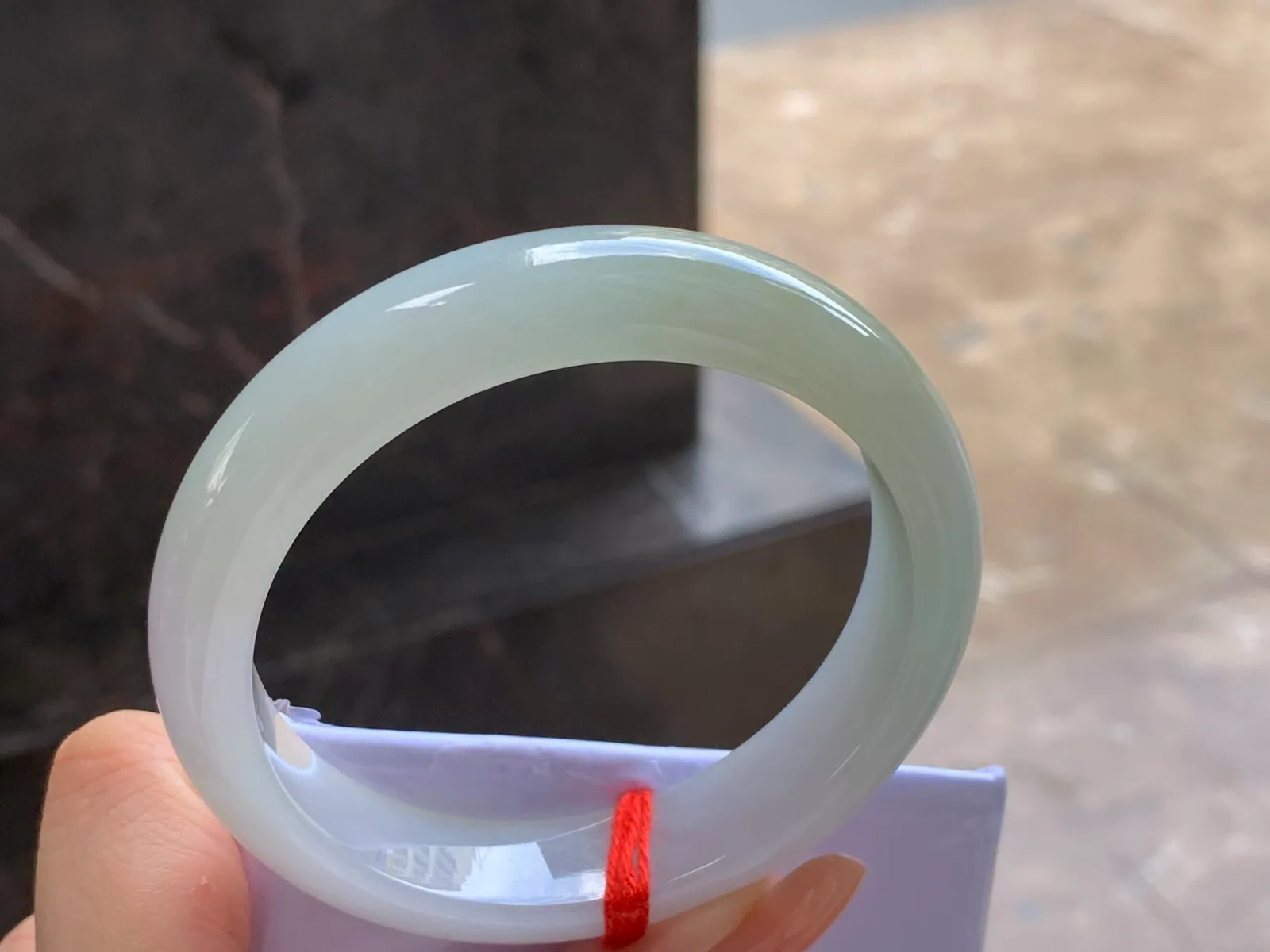 Type A Jadeite Bangle, White with Light Yellow, 57.5mm (5)