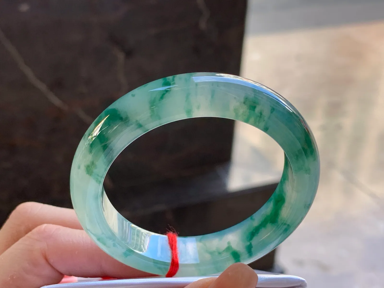 Natural Type A Jadeite Floating Flower Bangle, Icy, 51.6mm (3)