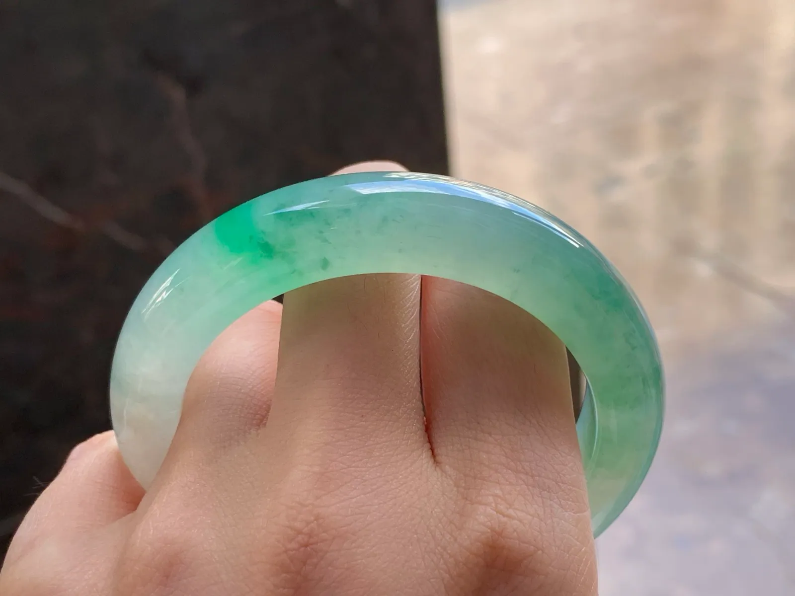 Natural Type A Jadeite Bangle, Icy Pale Blue-Green, 55.4mm (8)