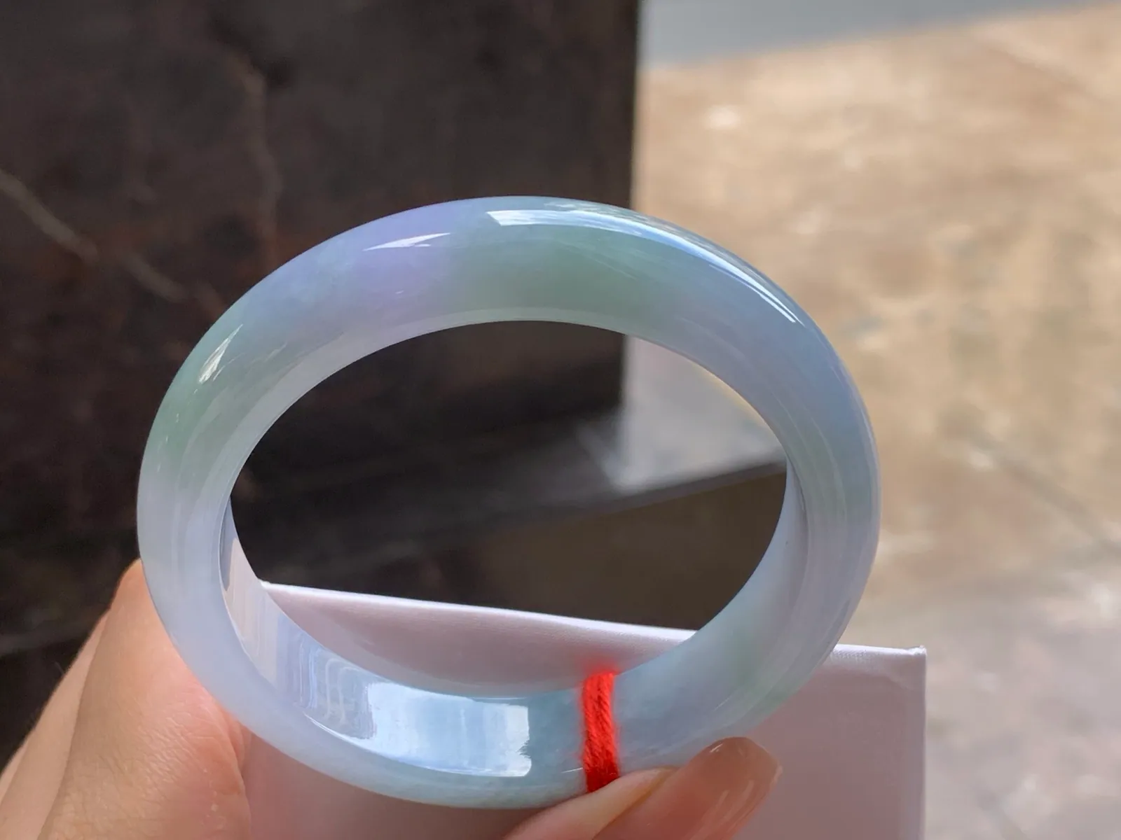 Type A Jadeite Bangle, Lavender & Green, 56mm (6)