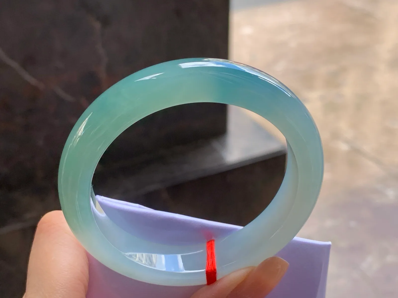 Type A Jadeite Flat Bangle, Icy-Glutinous Blue-Green, 57.8mm (5)
