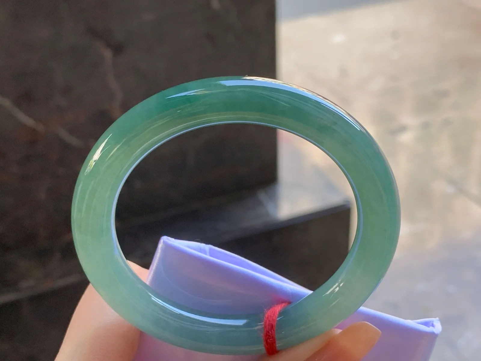 Type A Jadeite Round Bangle, Icy-Glutinous Blue-Green, 57mm (7)