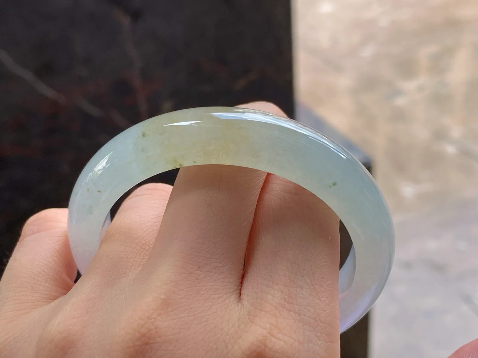 Natural Type A Jadeite Bangle, Icy, Light Yellow, 55.5mm (8)