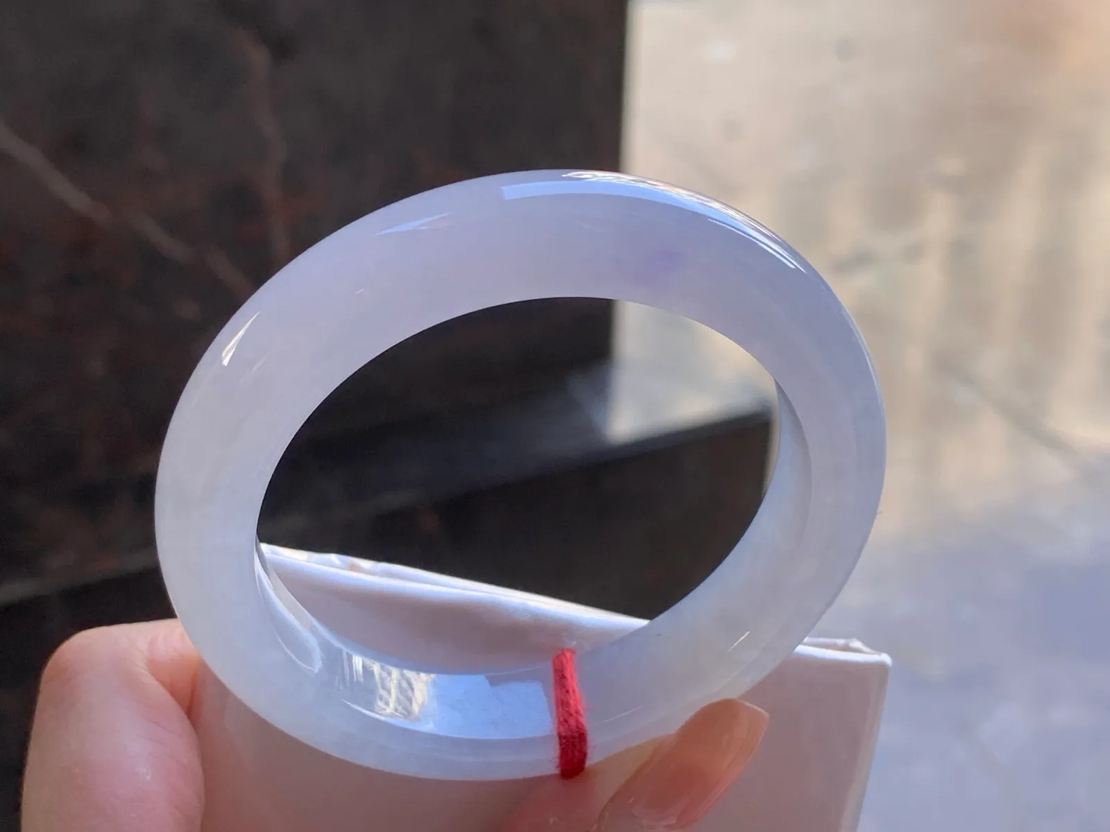 Type A Jadeite Flat Bangle, Glutinous White, 55mm (5)