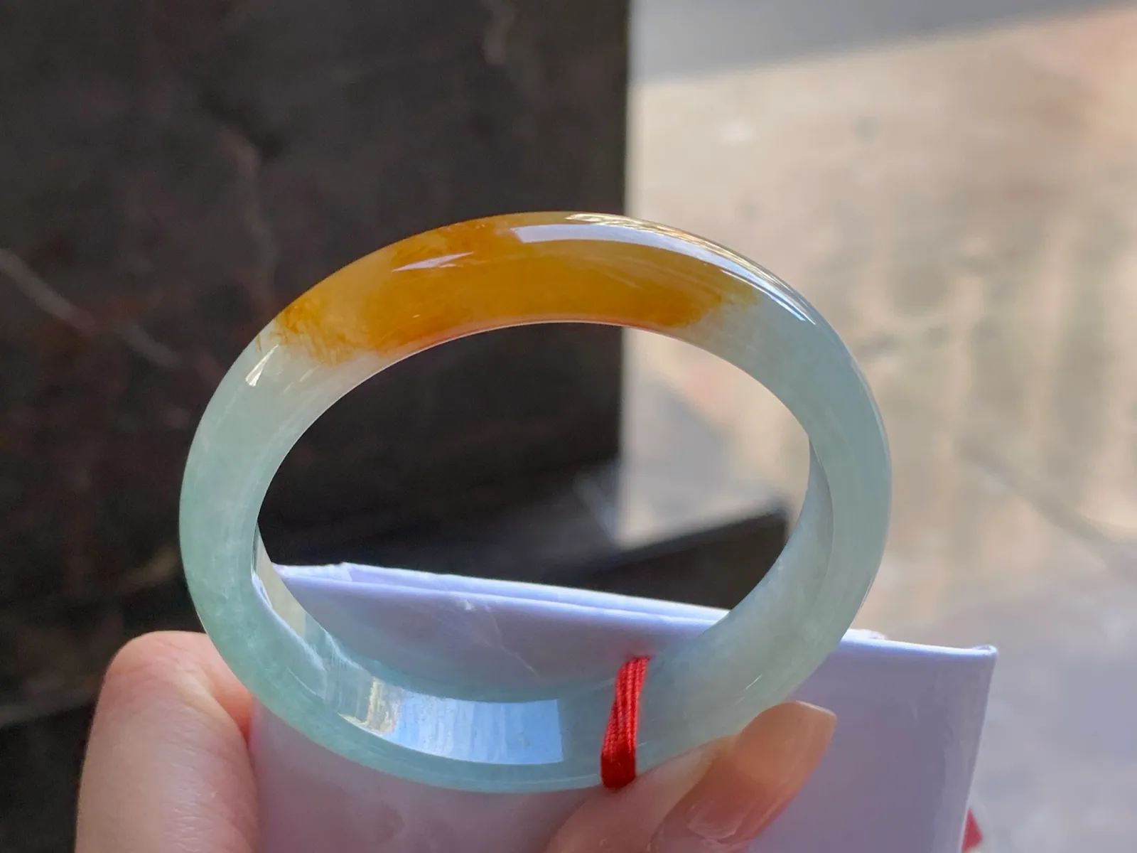 Natural Type A Yellow Jadeite Bangle, Icy Glutinous, 51.6mm (5)
