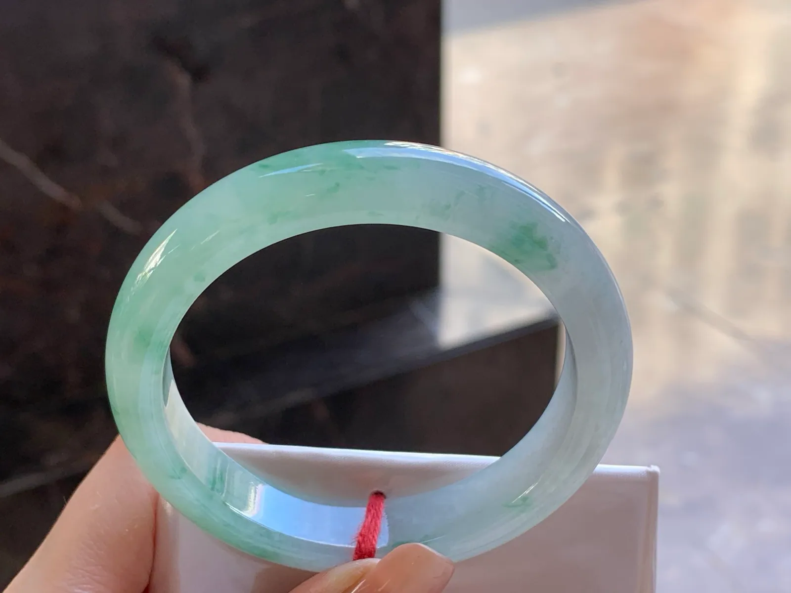 Natural Type A Jadeite Floating Green Bangle, Icy, 56.3mm (6)