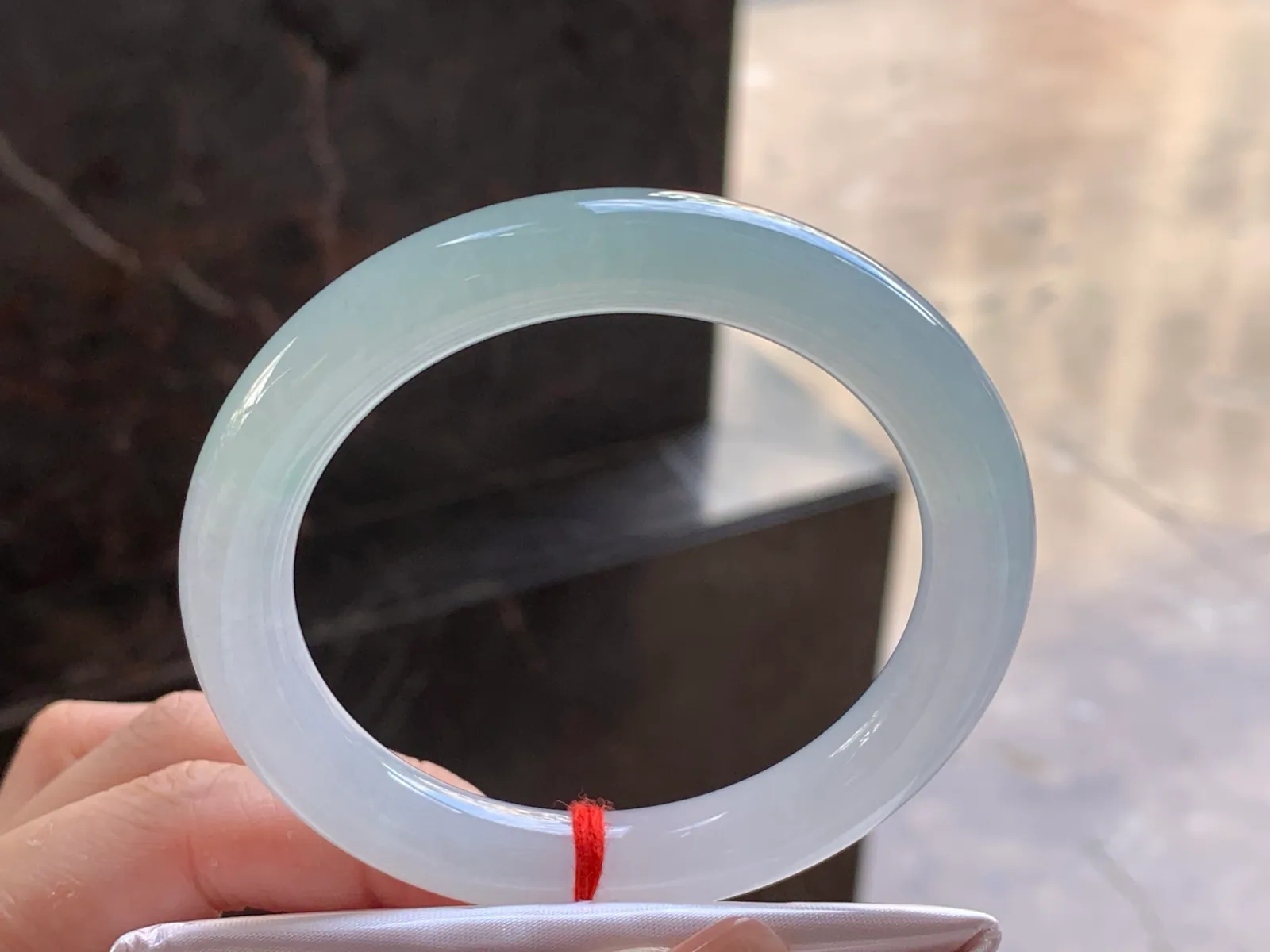 Type A Jadeite Round Bangle, Pale Blue-Green, 55.7mm