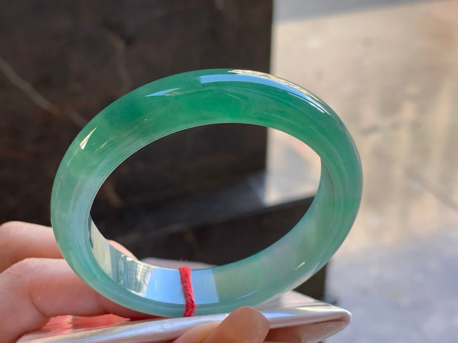 Natural Type A Jadeite Bangle, Icy, Blue-Green, 53.2mm (3)