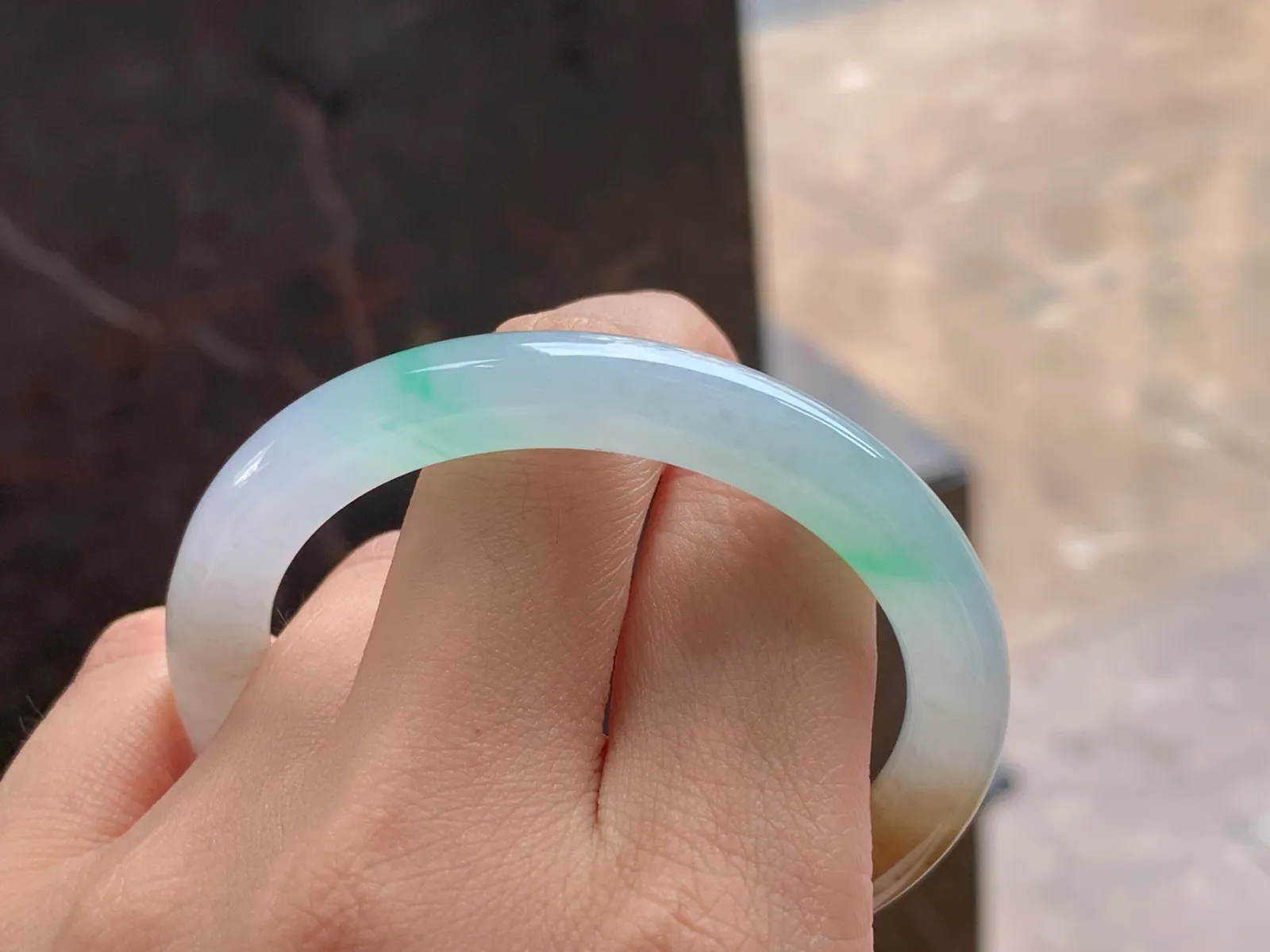 Type A Jadeite Round Bangle, Glutinous Yellow & Green, 51mm (8)