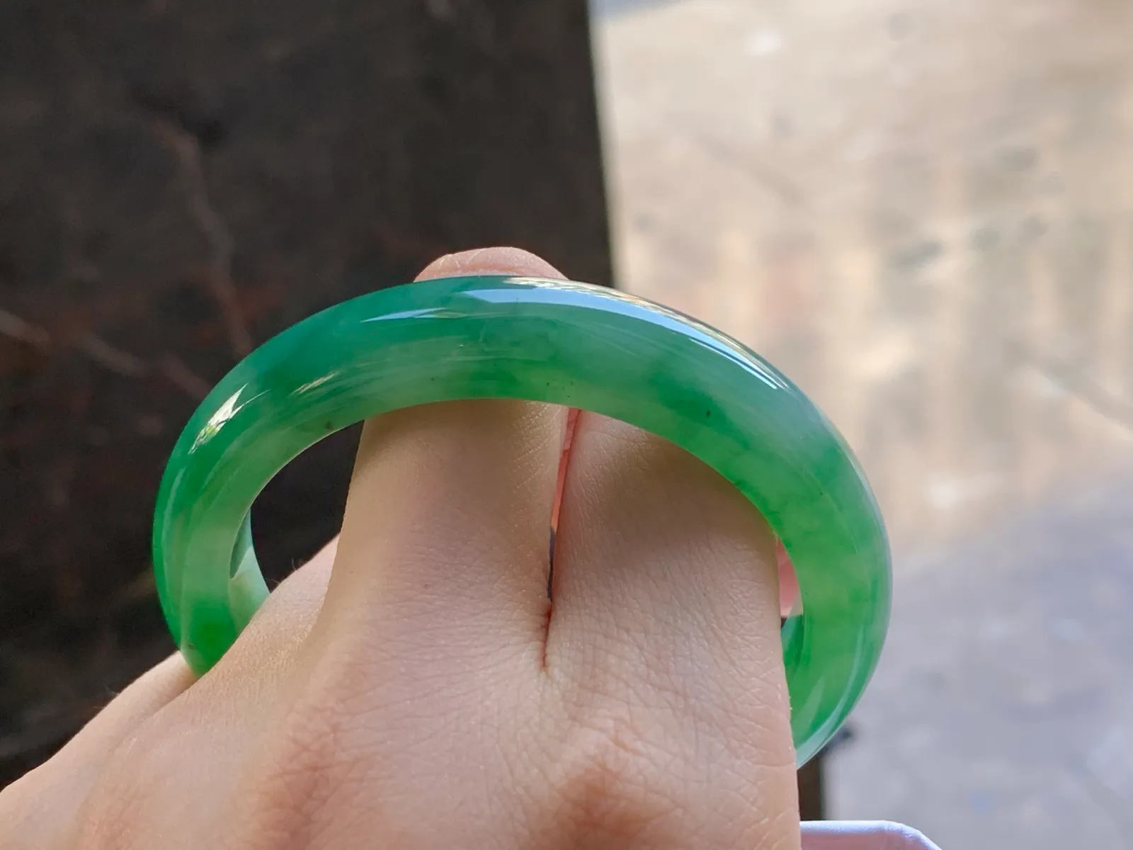 Type A Jadeite Flat Bangle, Glutinous Bright Green, 52mm (9)