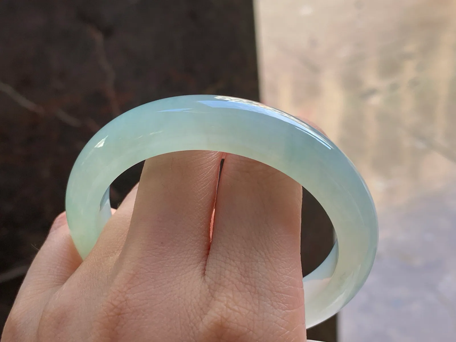 Natural Type A Jadeite Bangle, Pale Blue-Green, 57mm (9)