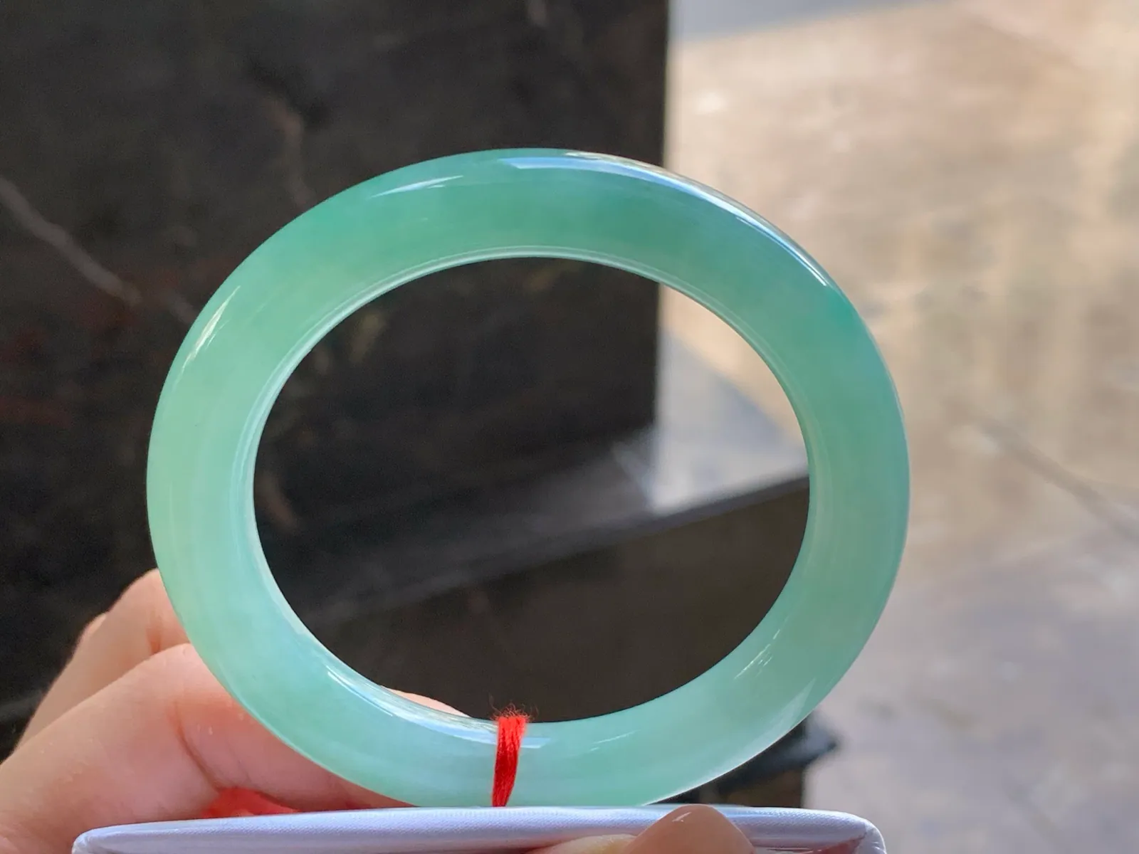 Type A Jadeite Round Bangle, Glutinous Soft Green, 53.5mm (4)