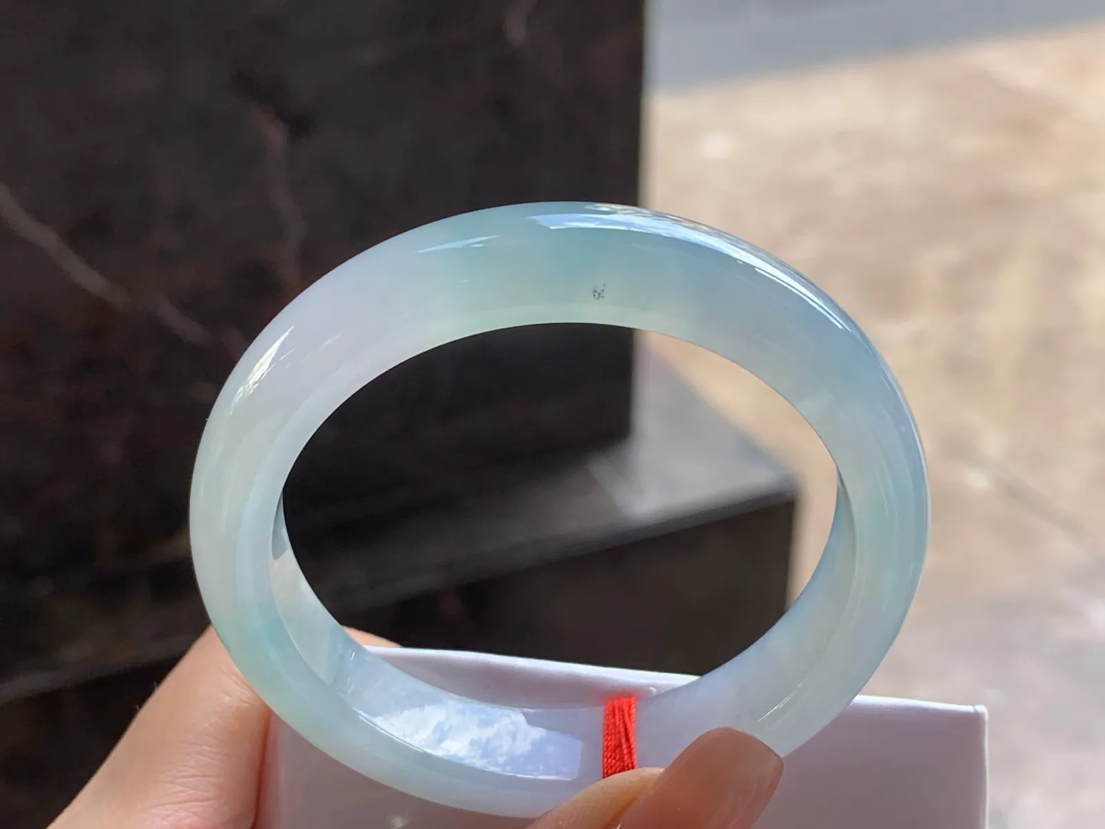 天然A货翡翠 糯冰种 淡晴水 正装手镯 圈口52.7mm (7)