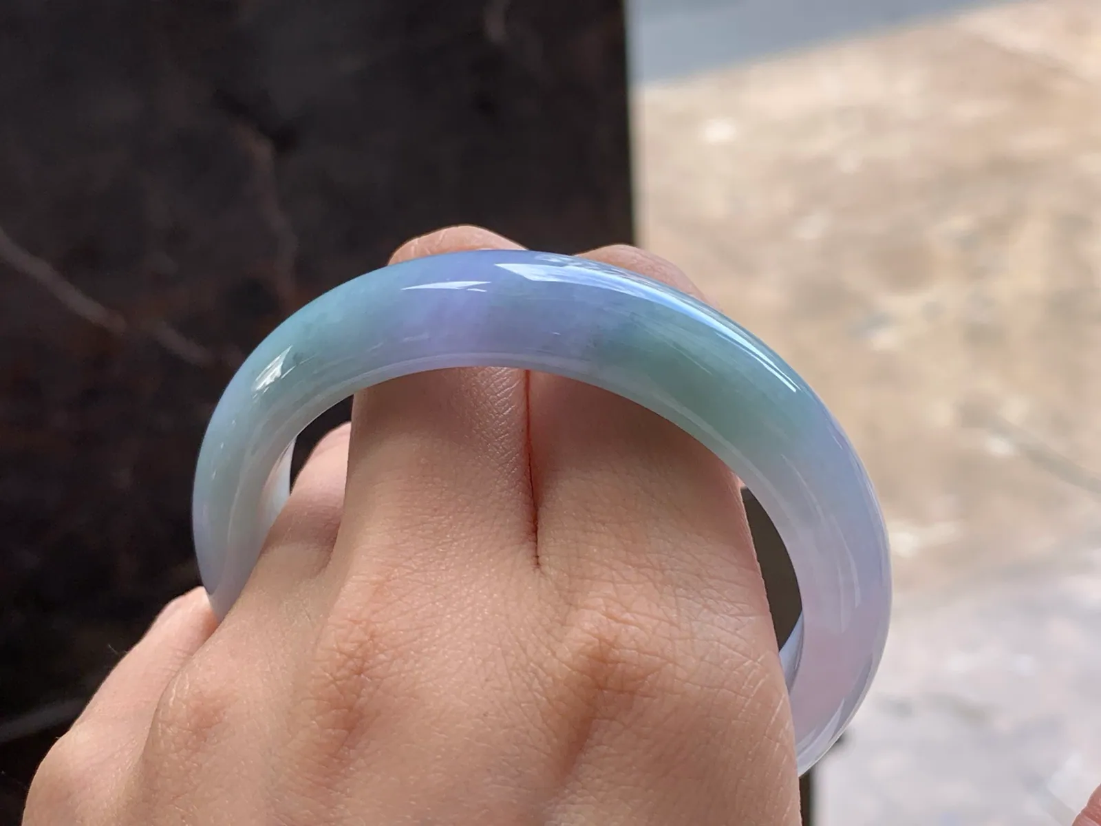 Type A Jadeite Bangle, Lavender & Green, 56mm (10)
